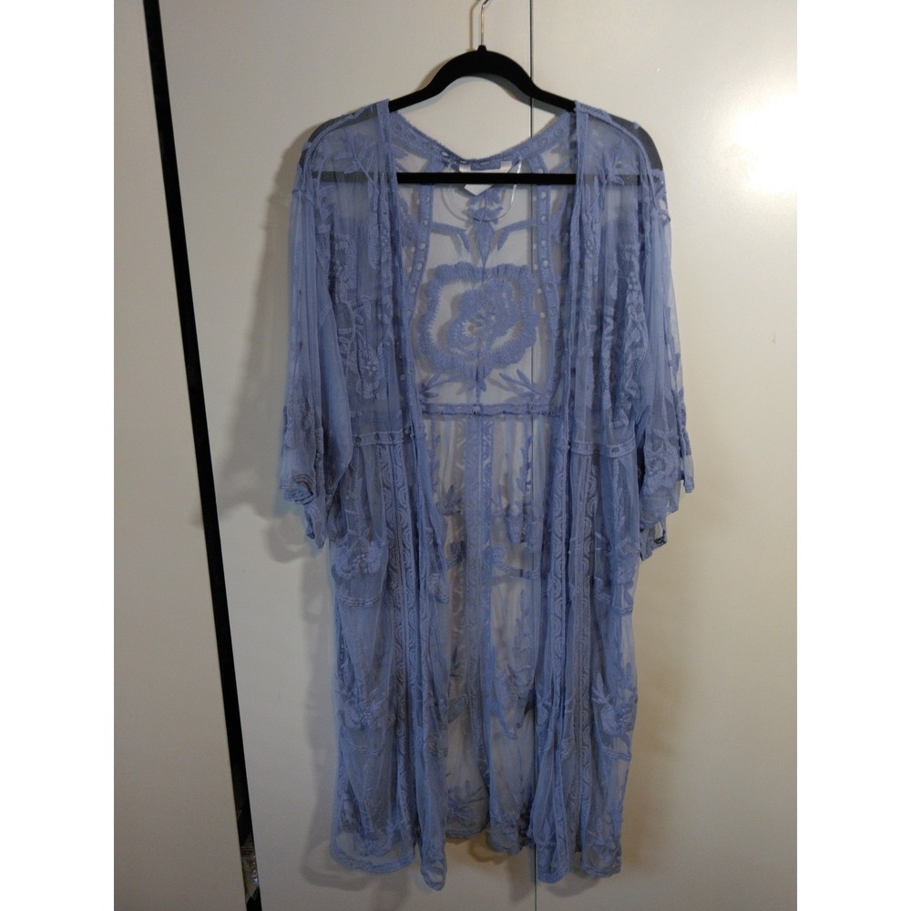 Womens Floral Lace Mesh Boho Cardigan Duster One Size Festival Resort Beachy